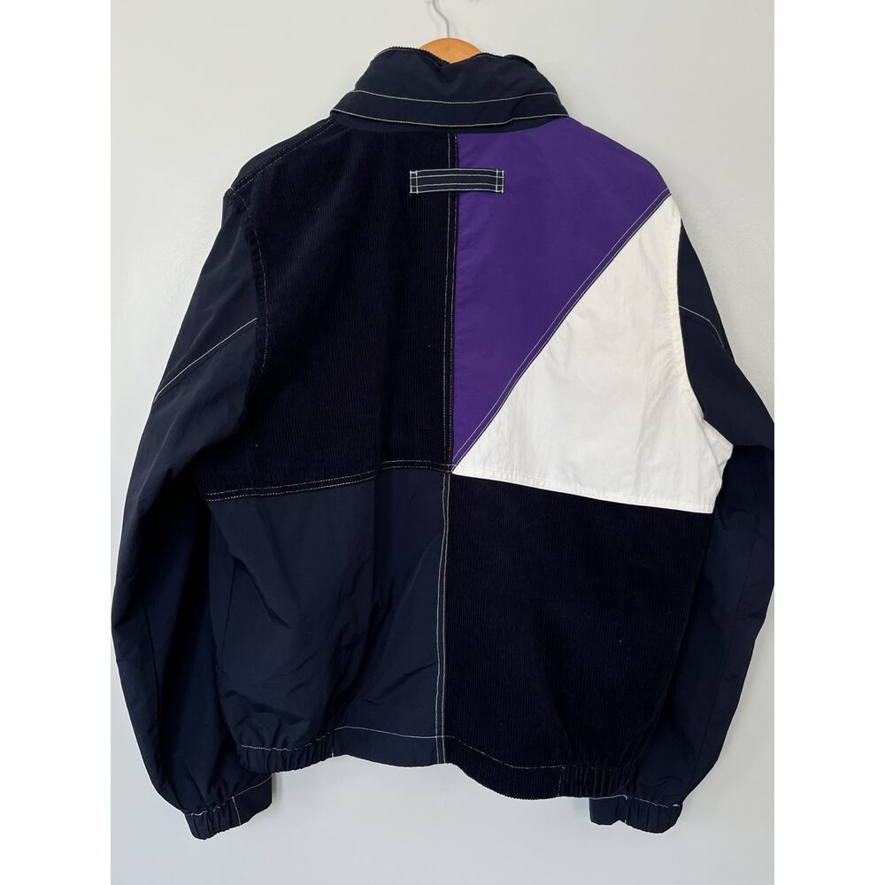Nautica Men’s M Blue Purple White Colorblock Sailing Jacket Corduroy Nylon Hood - Picture 2 of 7
